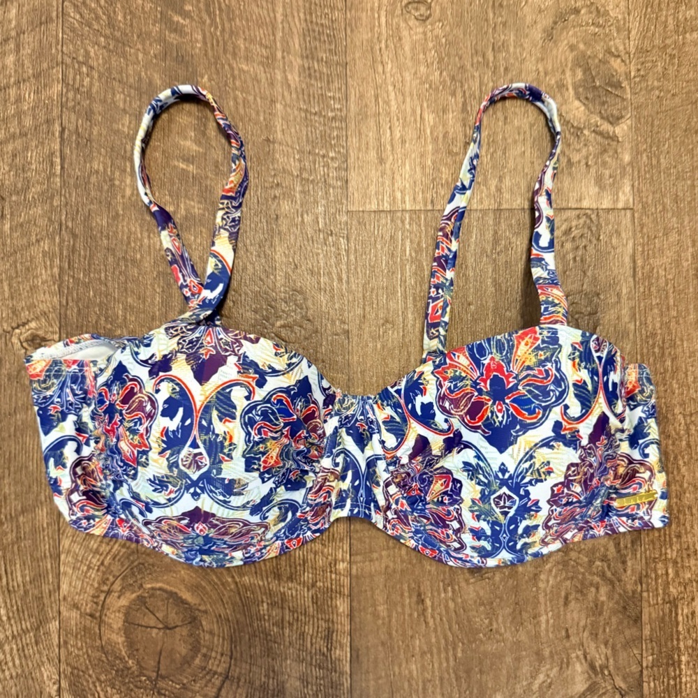 Nicole Miller Underwire Bikini Top Floral Paisley Print Size 8